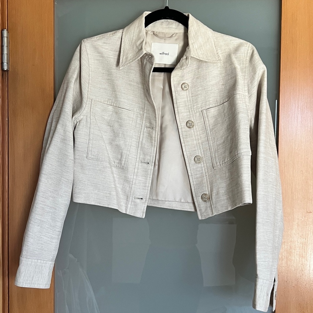 Wilfred Women's beige Cropped Jacket linen
